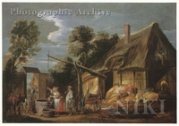 Coutyard of a Farm with Figures near a Well and Animals