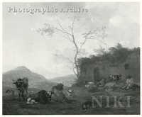 Italianate Landscape with a Herdsman and Cattle by a Ruin