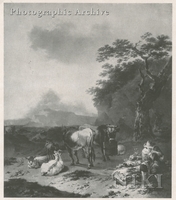 Rocky Landscape with a Herdsman and Cattle in the Foreground