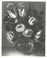 Roses and Tulips in a Glass Vase