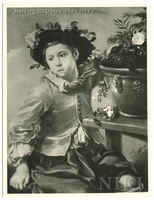 Boy with Hat and Vase of Flowers