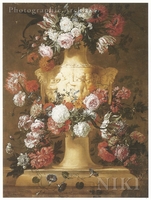 Still Life of Flowers in an Urn on a Stone Pedestal