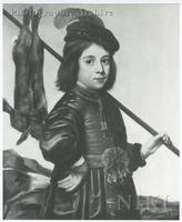Portrait of a Young Boy Holding Spoils of the Hunt with a Dog
