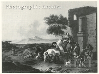 Italianate Landscape with Ruins and a Hunting Party in the Foreground