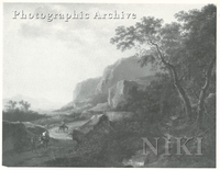 Italianate Woody Landscape with Peasants on a Path by a Mountain Stream