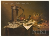 Still Life of Fish, Biscuits, Pipes and Other Objects on a Partly Draped Table