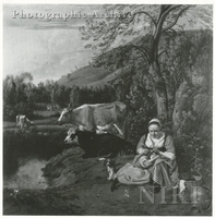 Hilly Landscape with Herdswomen and Cattle near a Stream