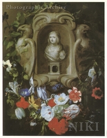 Garland of Flowers Decorating a Sculpted Portrait Bust of Maria de' Medici (?)
