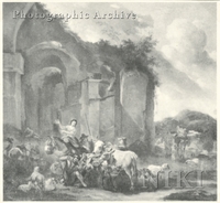 Italianate Landscape with Ruins, Herdsmen and Cattle