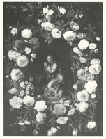 Garland of Flowers, Surrounding a Medaillon Depicting Saint Mary Magdalene Praying on Her Knees