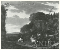 Italian Landscape with a Shepherd and His Flock by a Fountain