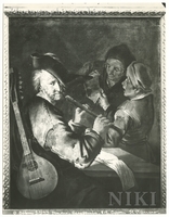 Flute Player with Two Men Singing