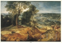 Extensive Wooded Landscape with Cattle by a Stream, Peasants on the Way to the Market and a Castle by a River beyond