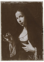 Woman Holding a Medaillon Containing a Portret in Her Hand