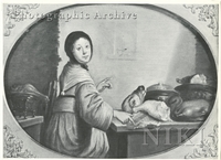 Kitchen Interior with Girl Preparing Meat