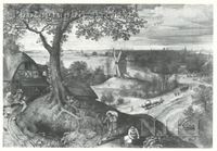 Landscape with Peasants by an Inn and a Windmill