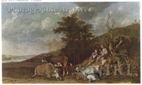 Hilly Landscape with Shepherdess and Fluting Shepherd