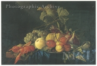 Fruit and Crayfish on a Draped Table