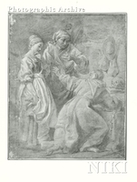 Young Monk in Penitence Chasing away an Old and a Young Women