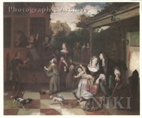 Family and a Group of Figures in a Courtyard