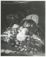 Still Life of Fruit and Flowers, Strewn on the Ground and on a Stone Step