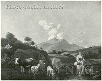 Italianate Landscape with a Shepherdess Watering Cattle