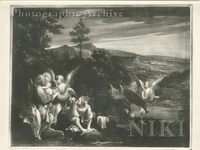 Rest on the Flight into Egypt with Angels Offering Fruits and Flowers