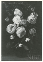 Roses, Tulips and Other Flowers in a Glass Vase