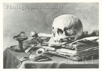 Still Life with Books, Skull, Compass, an Overturned Rummer and a Candle Holder