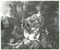 Dead Swan and a Rabbit, with Flowers and Dogs in a Wooded Landscape