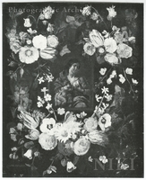 Garland of Flowers, Surrounding a Medaillon Depicting Mary Giving Milk to the Christ Child