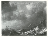 Frigate Foundering off a Rocky Coast in Heavy Seas