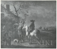 Two Horsemen in Front of a Cottage