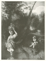 Wooded Landscape with Herdswomen Bathing Their Feet