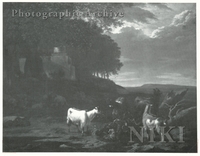 Extensive Evening Landscape with a Shepherd, a Cow, and Goats in the Foreground