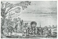 Bandits Holding up Two Wagons