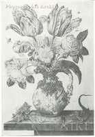 Vase with Flowers and Lizard