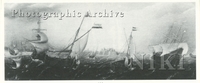 Dutch Sailing Vessels and Other Ships in a Choppy Sea, a Town on the Coast beyond