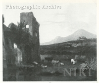 Southern Landscape with Roman Ruins and a Shepherd and His Animals Fording a Stream