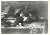 Still Life with Books, Sphere, a Broken Rummer and an Overturned Cup