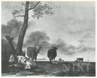 Cows and Sheep in a River Landscape