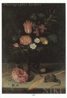 Flowers in a Vase on a Stone Ledge