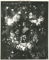 Bust of a Man Surrounded by a Garland of Flowers