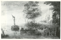 Boats Unloading in a River Landscape