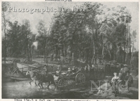 Wooded Landscape with Horse-drawn Wagons Crossing a Ford