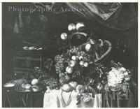 Basket of Fruit, a Lobster, a Casket, Vegetables and Other Objects on a Draped Table