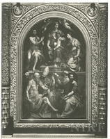 Madonna and Child Enthroned with Saints John the Baptist, Catherine, Jerome, Martin, Albert Siculus, Luke and the Donor Matteo Malvezzi