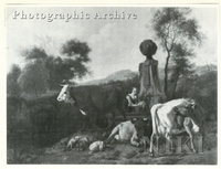 Shepherdess and Cattle at a Fountain