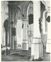 Interior of the Oude Kerk in Delft with Grave Diggers