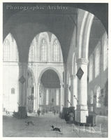 Interior of the Oude Kerk in Delft with Dogs Running in the Foreground